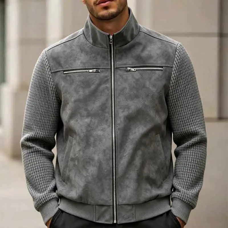 Men's Stand up Collar Versatile Jacket 2026 Autumn High Street Fashion Trend Simple European Size