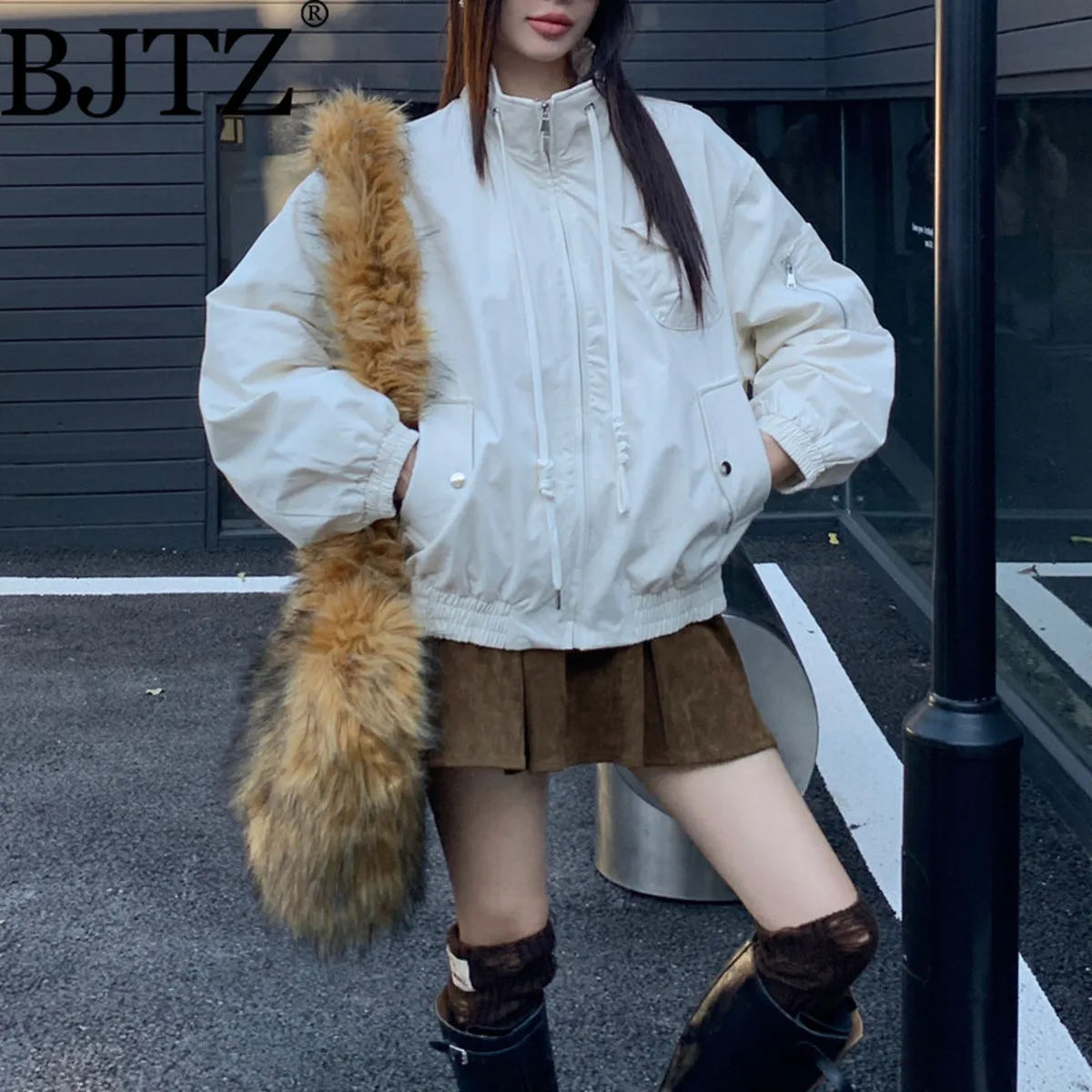 

BJTZ Women’s Fleece Lined Jacket Autumn, Elegant Minimalist Design Solid Color, Premium Quality Warm Comfortable Casual Fashion