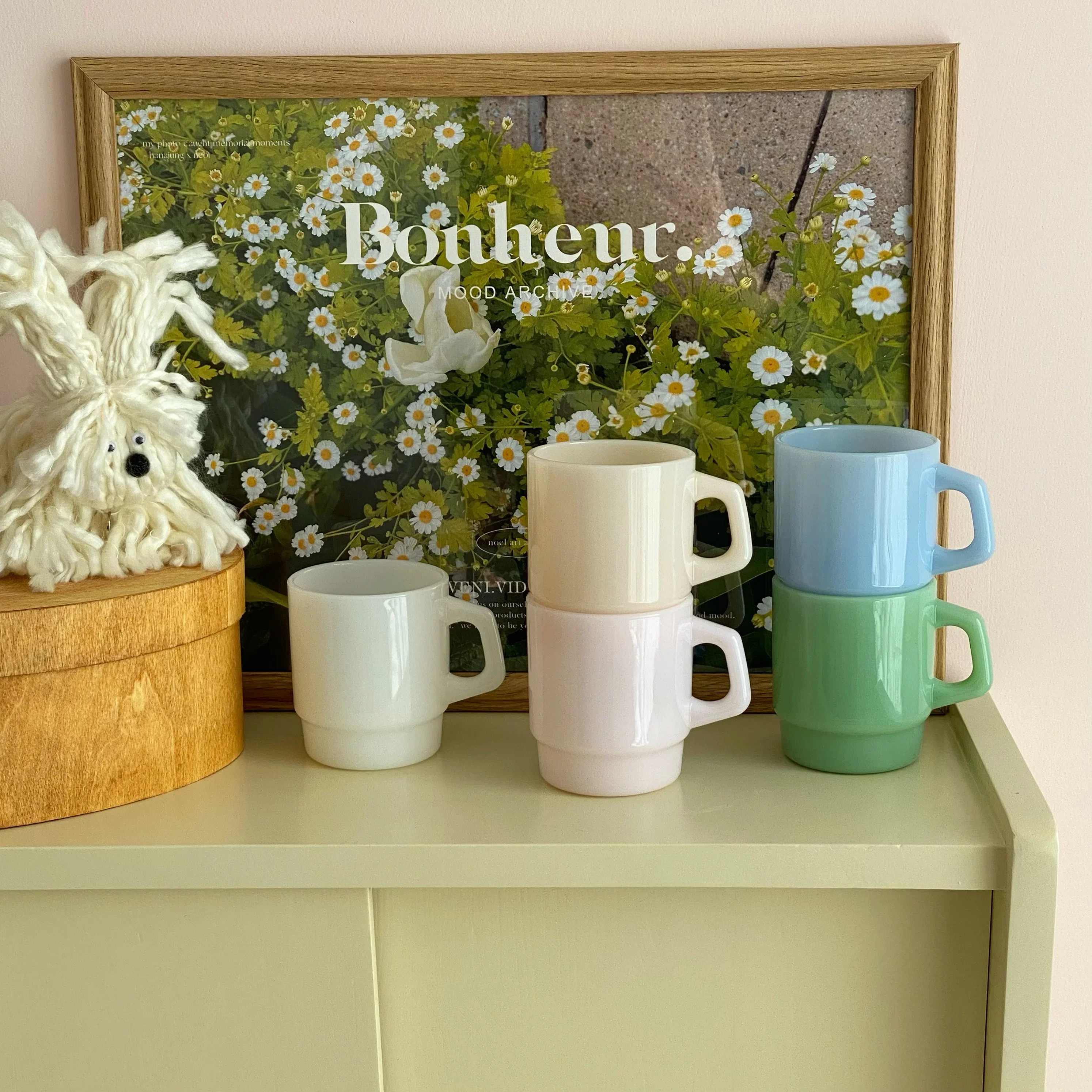 Colorful Glass Jade Cup with Handle Glass Mug Cup 230ml 8oz Heat Resistant White Pink Green Blue Skin Coffee Mug Tea Juice Water