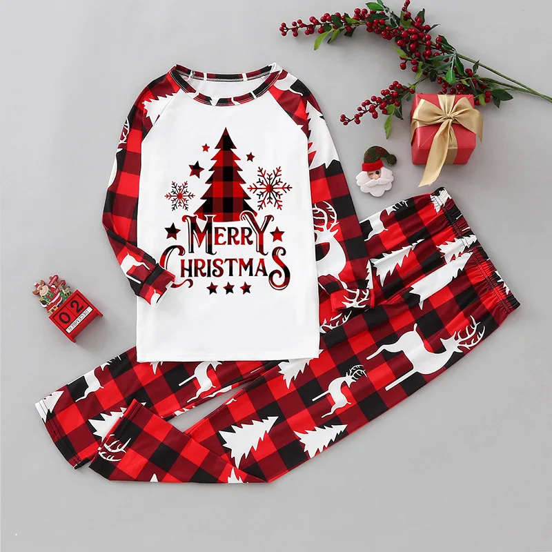 Christmas Family Matching Outfits Mom Dad Kids 2 Pieces Pajamas Set Baby Rompers Casual Loose Sleepwear Xmas Family Look Pyjamas