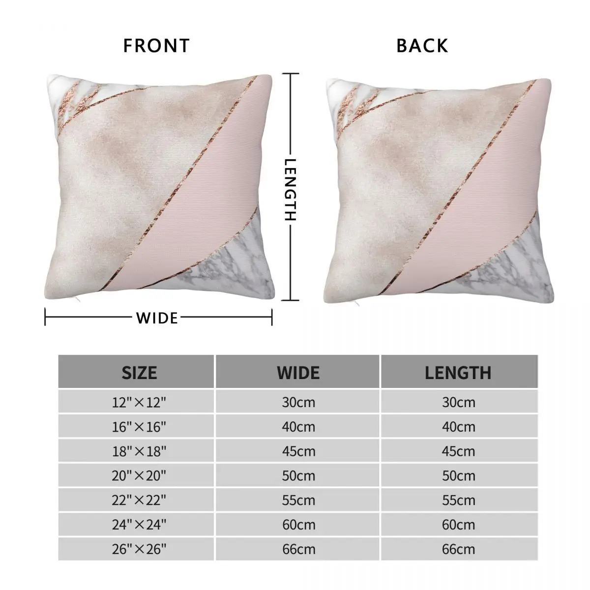 Spliced Mixed Rose Gold Marble Pillowcase Polyester Linen Velvet Creative Zip Decorative Pillow Case Room Cushion Cover