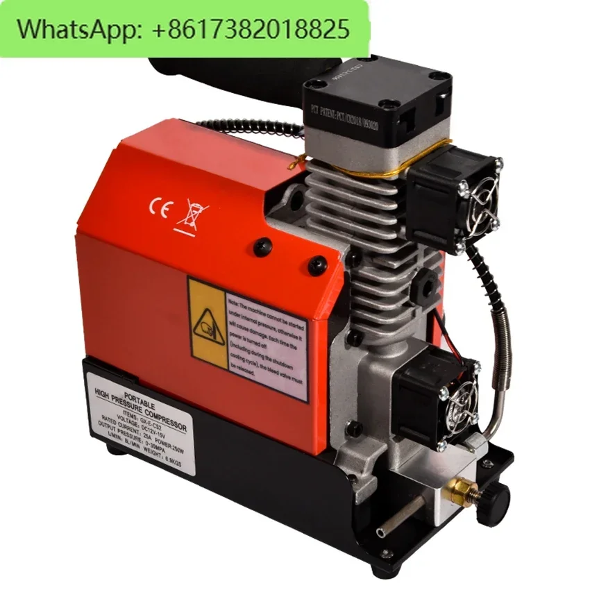 GX-CS2 30Mpa 300Bar 4500Psi 12V PCP Air Compressor 12V Portable High Pressure Pump for Diving Scuba Tank Car Pump Output 12L/min