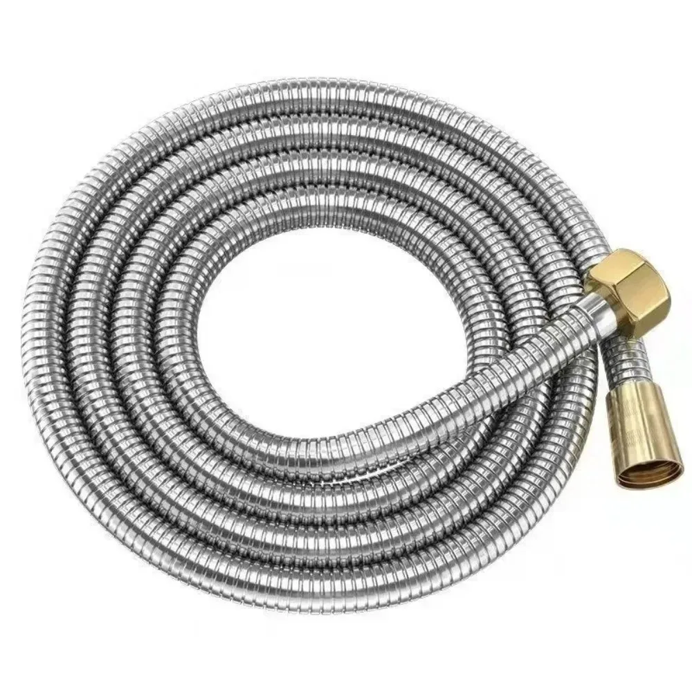 Steel Long Bathroom Shower Pipe Extension Bathroom Accessories Shower Hose 1.5/2M Black/Silver Flexible Shower Hose Steel Zinc
