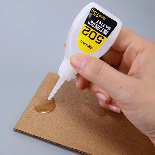 Imagen 2 del producto Deli-pegamento súper líquido 502, adhesivo de cianoacrilato de secado rápido instantáneo, unión fuerte, cuero, caucho, vidrio, Metal, suministros de oficina, 8/15g