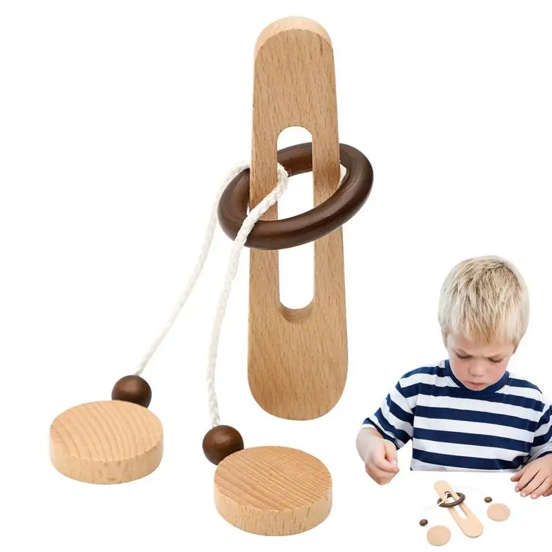 Rope Ring Puzzle Wooden Ring Puzzle Brain Puzzles For Adults Educational Toys Brain Teaser Games Intellectual Development