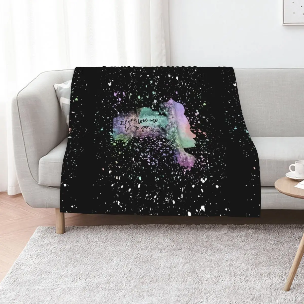 If you love me rainbow splatter paint Throw Blanket Cute Travel Decoratives Flannels Camping Blankets