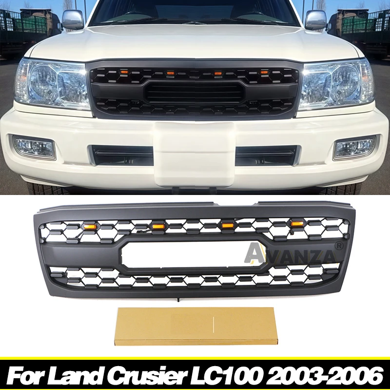 

Front Grille W/Light Fits For 2003 - 2006 Toyota Land Crusier LC100 Grill TRD Style