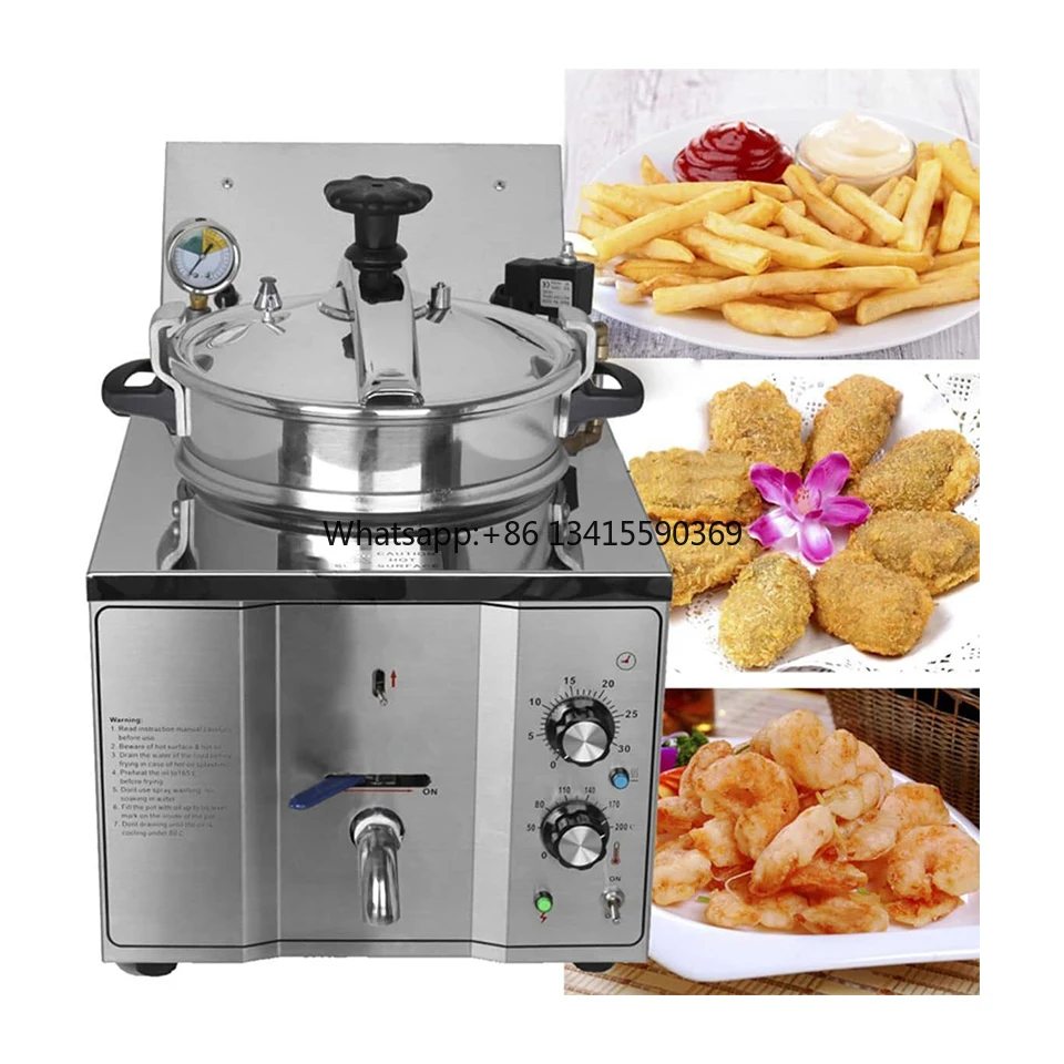 

MDXZ16 Deep Fryer with Basket Commercial 16L Electric Countertop Pressure Fryer Stainless Steel Deep Fryers for Restaurant