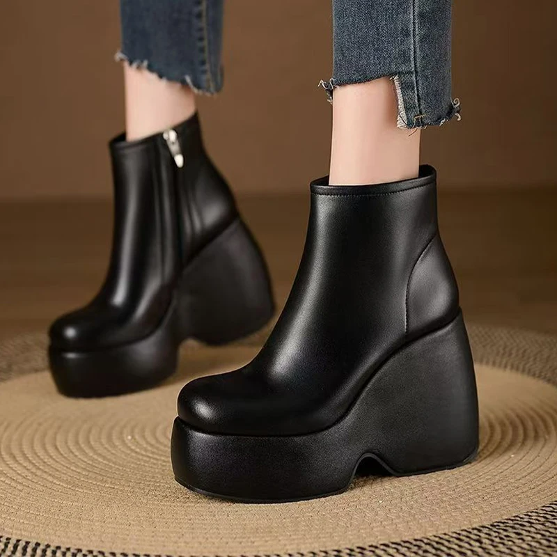 

Женские ботильоны на очень высоком каблуке, модные модельные туфли на платформе, зимние дизайнерские повседневные туфли-лодочки, новинка 2025, ботинки челси De Mujer