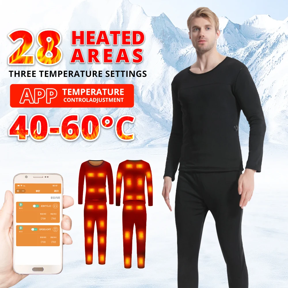 

Heated Underwear Suit USB Electric Heated Jacket Outdoor Keep Warm Fishing Skiing Camping Suits with Smart Phone APP Control