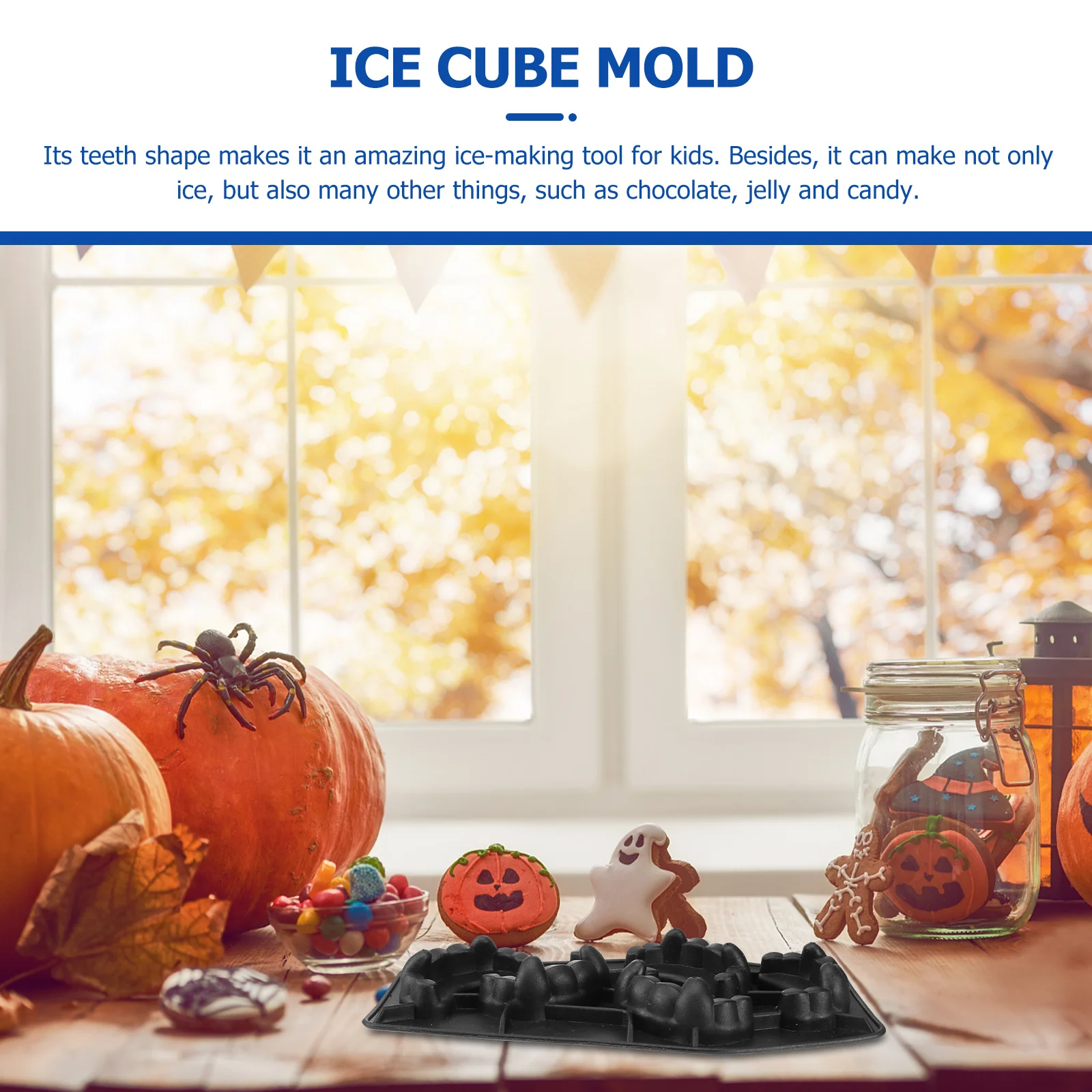 

Лоток для кубиков льда с зубами, 5 полостей, дизайн вампира, набор для вечеринки на Хэллоуин, многоразовая антипригарная форма для желе из ледяного шоколадного пудинга