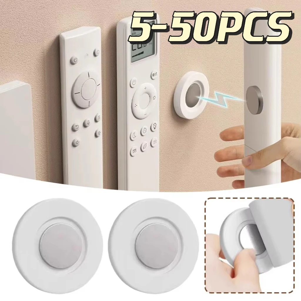 No Punch Self Adhesive Magnetic Wall Remote Organizer Compact Sturdy Storage Rack For TV AC DVD Controllers Home Office White