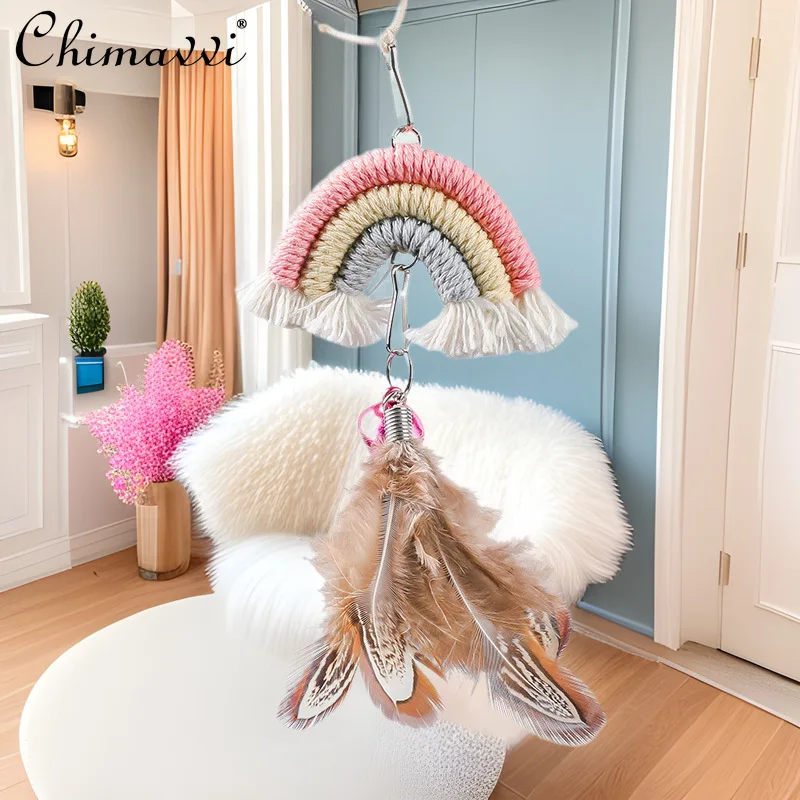 

Funny Cat Hanging Door Rainbow Swing Self-pleasure and Boredom Relief Elastic Velcro Funny Cat Stick Clip Door Hanging Cat Toys