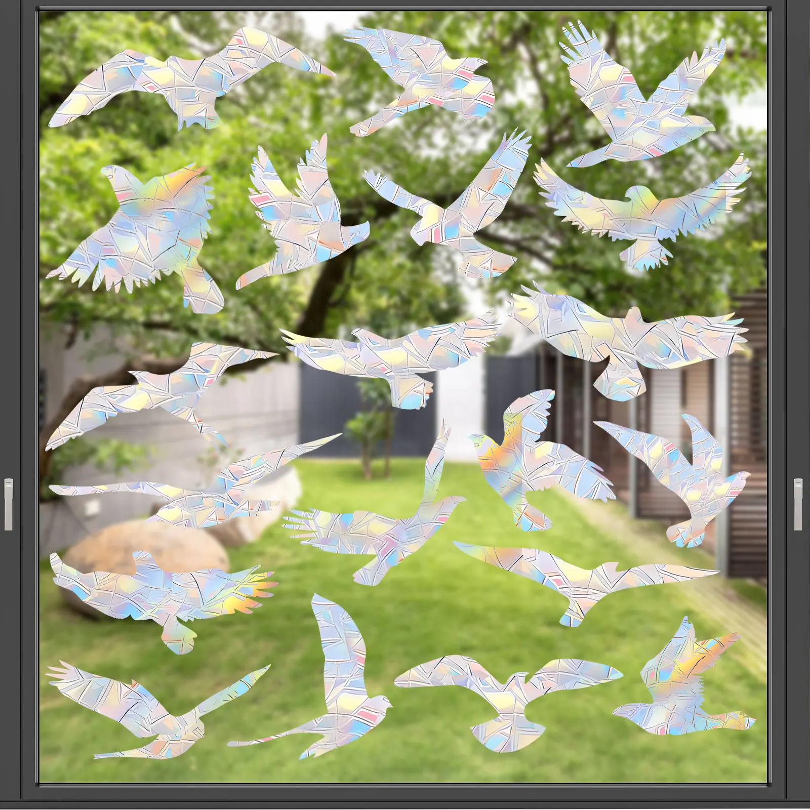 20 Pcs Bird Window Sticker Creative Anti-Collision Bird Static Window Sticker Non Adhesive Glass Wall Door Window Prism Sticker