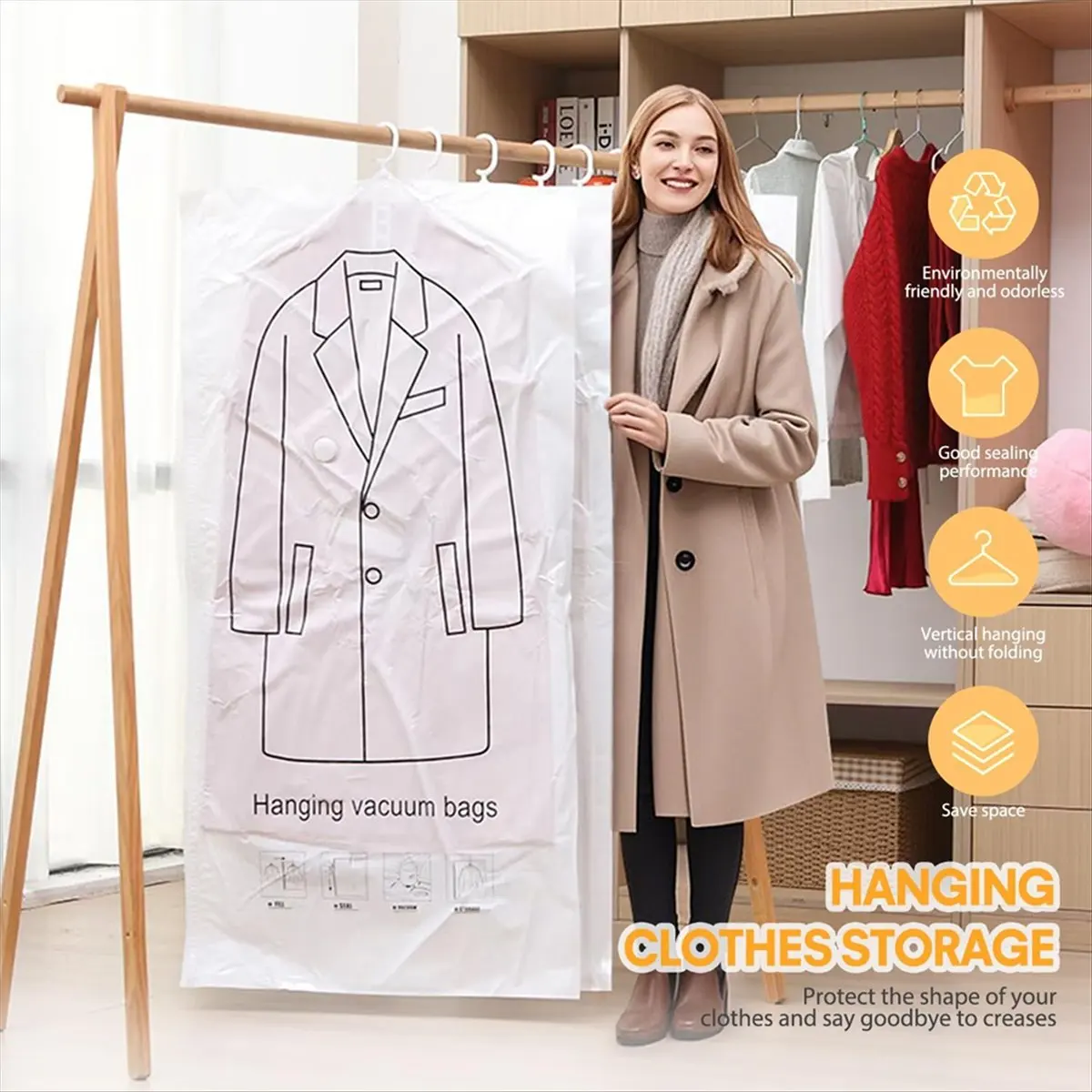 N14R Top Vacuum Bags for Clothing, Vacuum Bags for Clothing, Vacuum Bags for , Ideal for Jackets and Space-Saving Storage