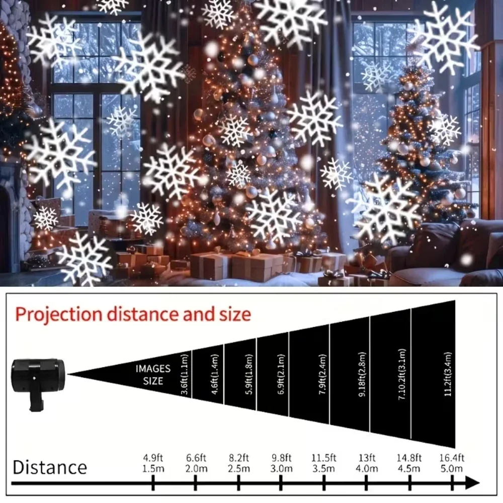 LED Schneeflocken-Weihnachtsprojektorlampe USB-betriebene Schneeprojektionsleuchte 360 ° Verstellbare Weihnachtsdekoration für Haus, Garten und Hof – Detail 8