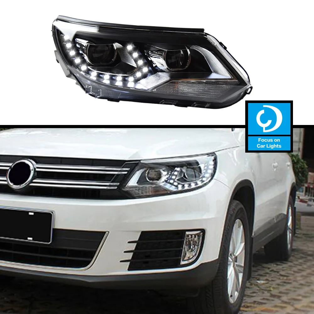 Car Front Headlights for VW Tiguan Head light 2012-2016 Tiguan LED Tear-Eye Style Beam Accessories 2pcs