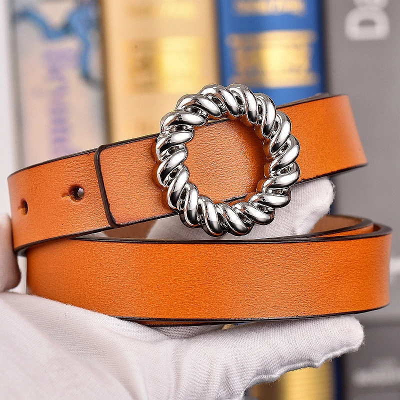 Women's leather belt, cowhide fashion, Korean version, cross-border belt, girls' Tiktok, simple cowhide, smooth buckle, belt, ne