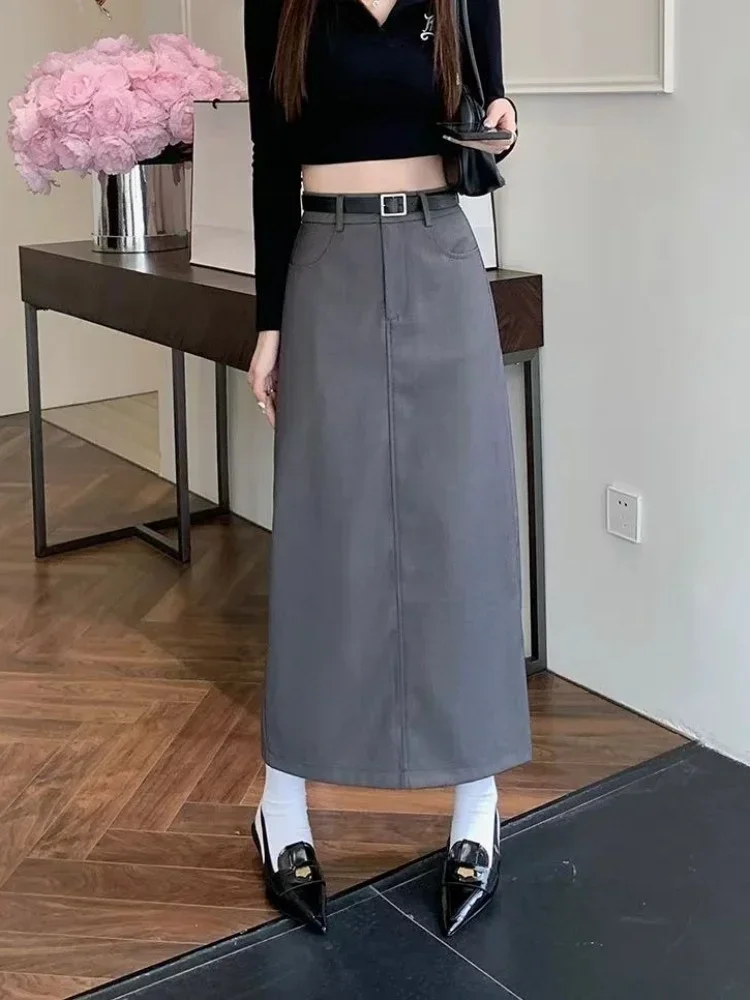 

Юбки женские, универсальные, нежные, до середины икры, Ulzzang, повседневные, весенне-осенние, модные, офисные, женские, однотонные, темпераментные, трапециевидный дизайн, Faldas