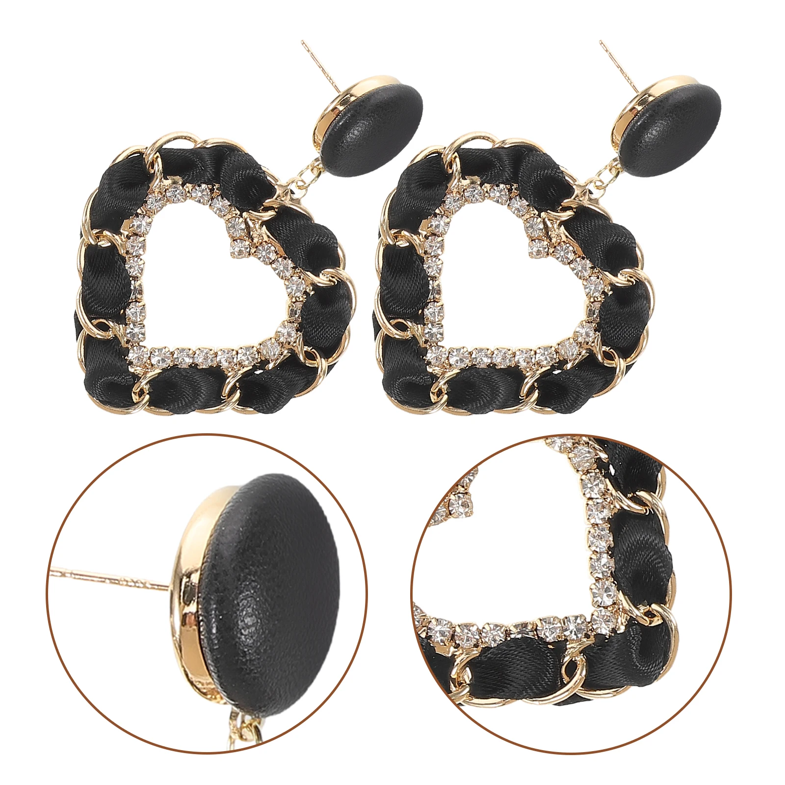 

Sparkly Rhinestone Heart Long Post Dangle For Women Trendy Vintage Cartilage Earrings Hoop Drop Earrings Set For