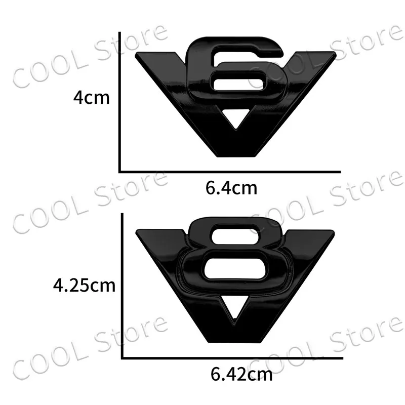 Creative Car 3D Metal Chrome Sticker Emblem V6 V8 Logo Badge Car Tail Trunk Side Body Decoration Universal Auto Accessories