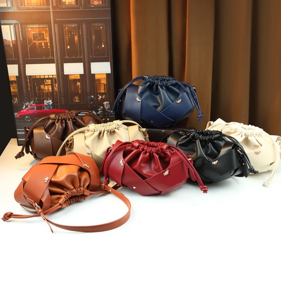 new-arrival-drawstring-lucky-bag-woven-bucket-bag-light-luxury-pleated-cloud-style-multi-color-shoulder-crossbody-bag-for-ladies