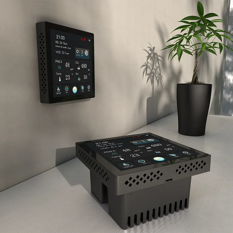 Controller intelligente a colori LCD da 4 pollici con dati CO2, PM2.5 utilizzati per il controller HVAC del sistema di ventilazione