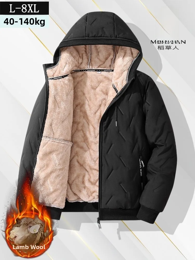 

Men's Thiened Fce Cotton Jaet Lamb Velvet Winter Coat Warmth Oversize Anti-Cold Cotton Clothing Zipper Closure Casual ...
