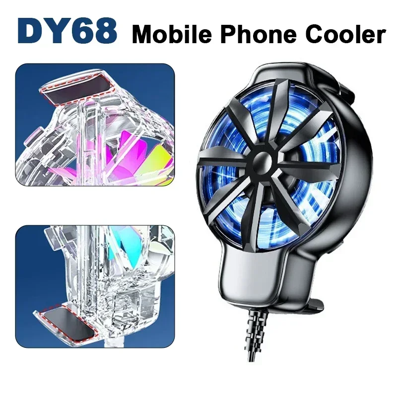 DY68 Mobile Phone Air Cooled Cooling Fan Radiator for iPhone Android PUBG Back-clip Cool Heat Sink Gaming Accessorie Game Cooler