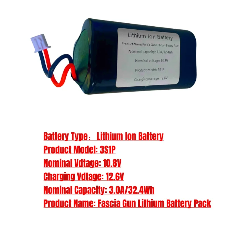 3S1P 10.8V 3000mAh Li-ion Rechargeable Battery Pack for MUKASI BOOSTER etc.Massage Gun,Fascia Gun With BMS DIY Install
