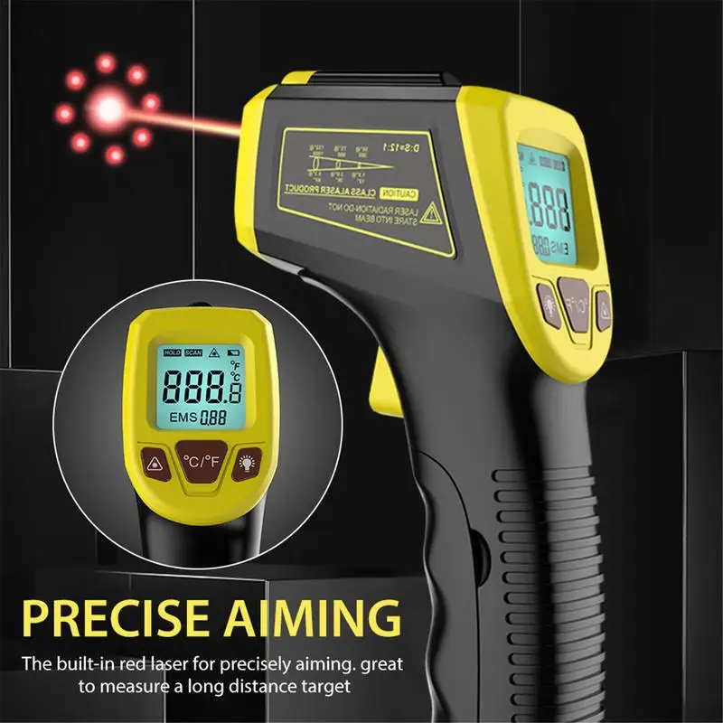 

Infrared Thermometer Not For Human Temperature NonContact Digital Pyrometer Laser Thermometer 32104F