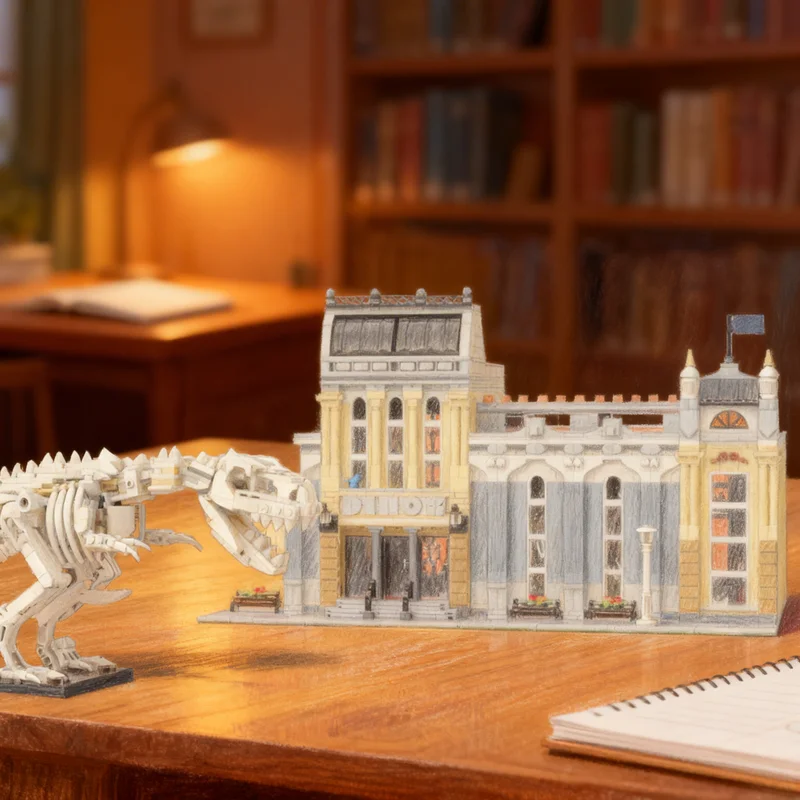 

4137pcs MOC Dinos Exhibition And Modular Streetscape Model Building Blocks DIY Gift Creative Collectible Display Decor Premium
