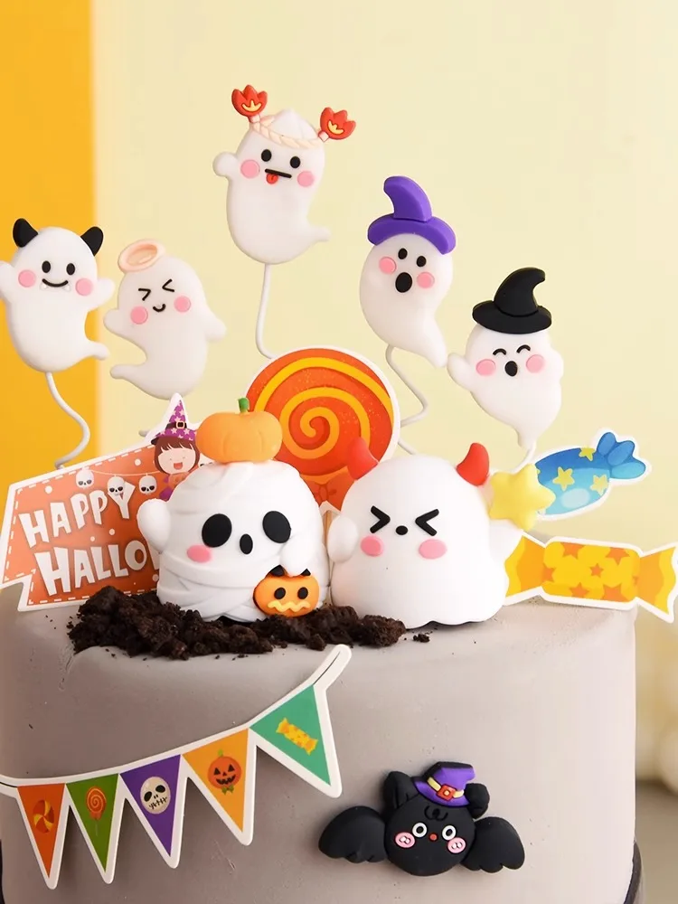 Halloween Cake Decoration Funny Ghost Pumpkin Castle for Halloween Party Supplies 2024 Happy Halloween Cake Cupcake Toppers view 2