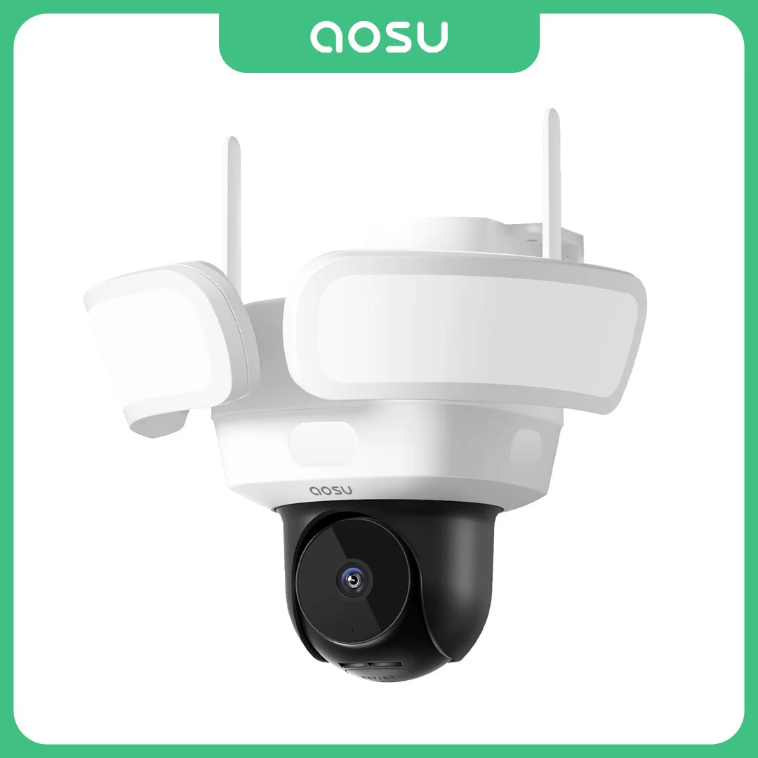 

AOSU 5MP UHD WiFi Прожекторная камера для улицы 360 ° Цвет просмотра ночного видения Беспроводная камера безопасности PIR-обнаружение Двустороннее аудио
