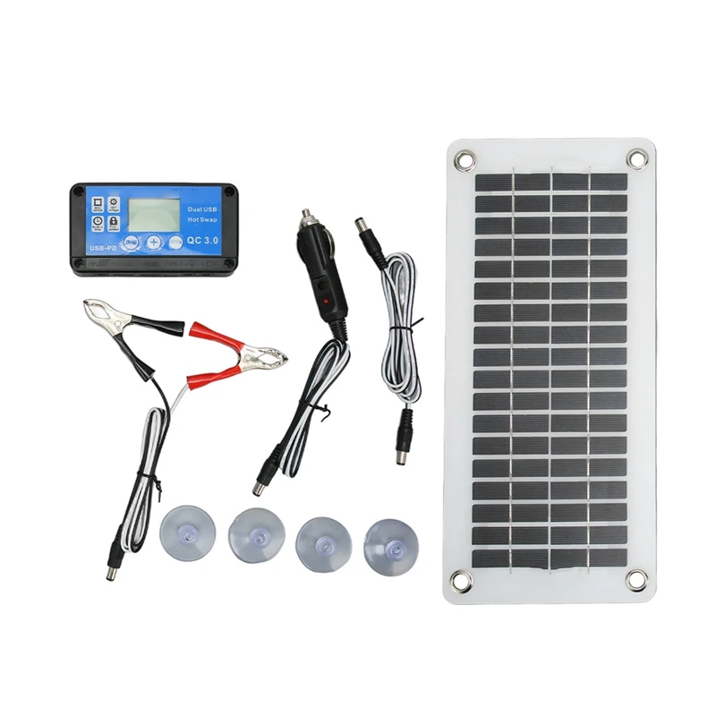 ABKD Mono-Polycrystalline Solar Panel Waterproof Controller Kit With Connection Cable 12V24V Charging Protection Battery Kit