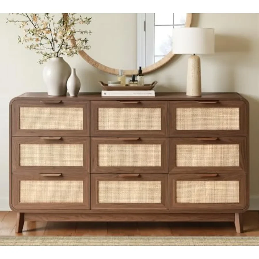 Rattan Dresser with Storage, Modern Farmhouse Dresser, 55