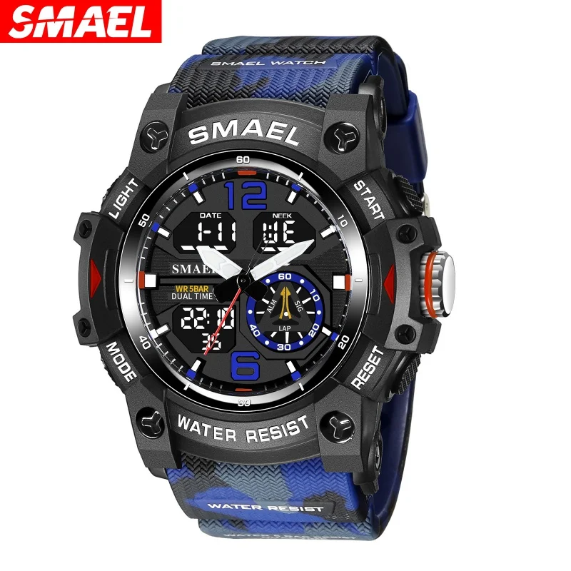 Smael Hot Sale 8007 Camouflage Electronic Watch Men's Sports Cool Multi-Function Electronic Watch