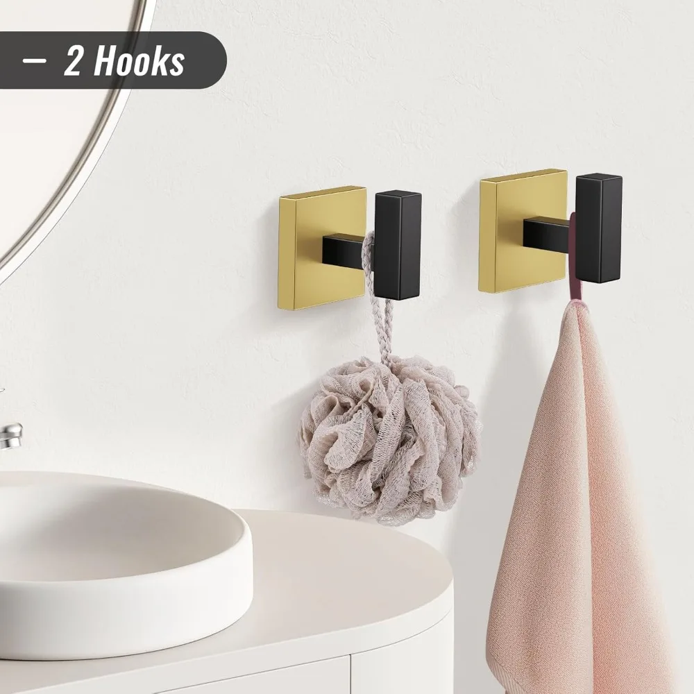 مجموعة أدوات المناشف باللونين الأسود والذهبي مكونة من 10 قطع، ملحقات أجهزة الحمام المصنوعة من الفولاذ المقاوم للصدأ، لمسة نهائية SUS304 ممتازة، ديكور حمام أنيق #5