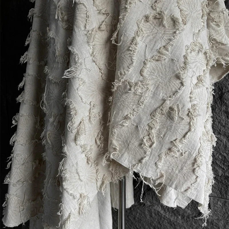 

Хлопково-льняная ткань с цветочным узором и кисточками в стиле ретро, платье в китайском стиле, дизайнерская ткань для выпускной одежды Hanfu