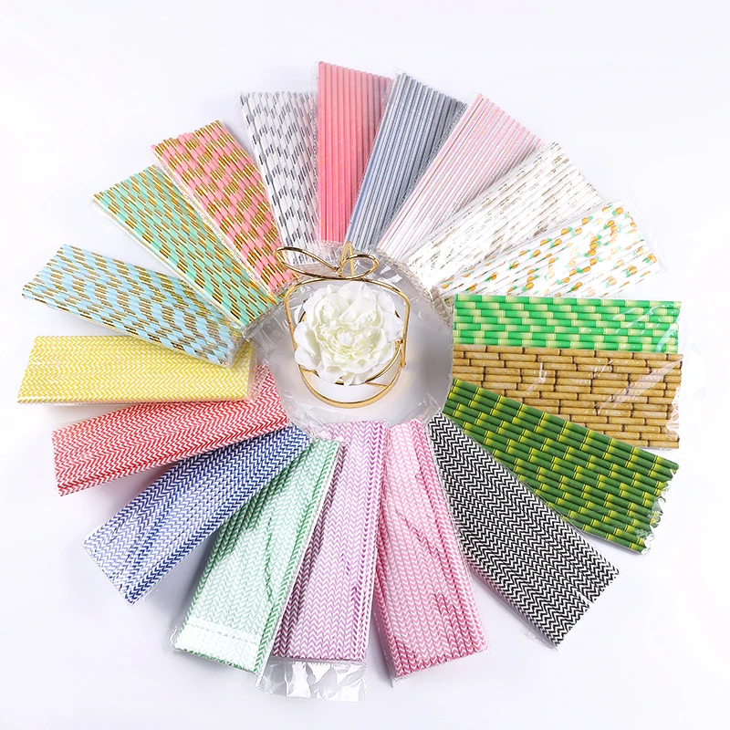25pcs Rose Gold Party Birthday Straws Drinking Paper Straws Bachelor Party Kids Birthday Wedding Party Decoration Supplies