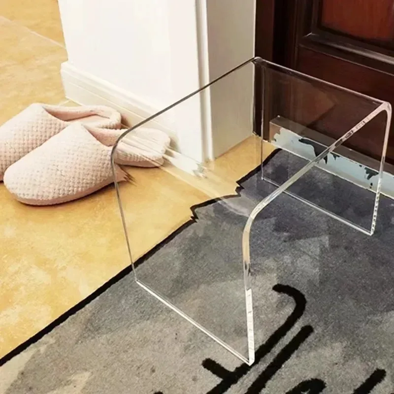 New Acrylic Glass Stool Change Shoes Footstool Family Sofa Stool Living Room Sofa Coffee Table Small