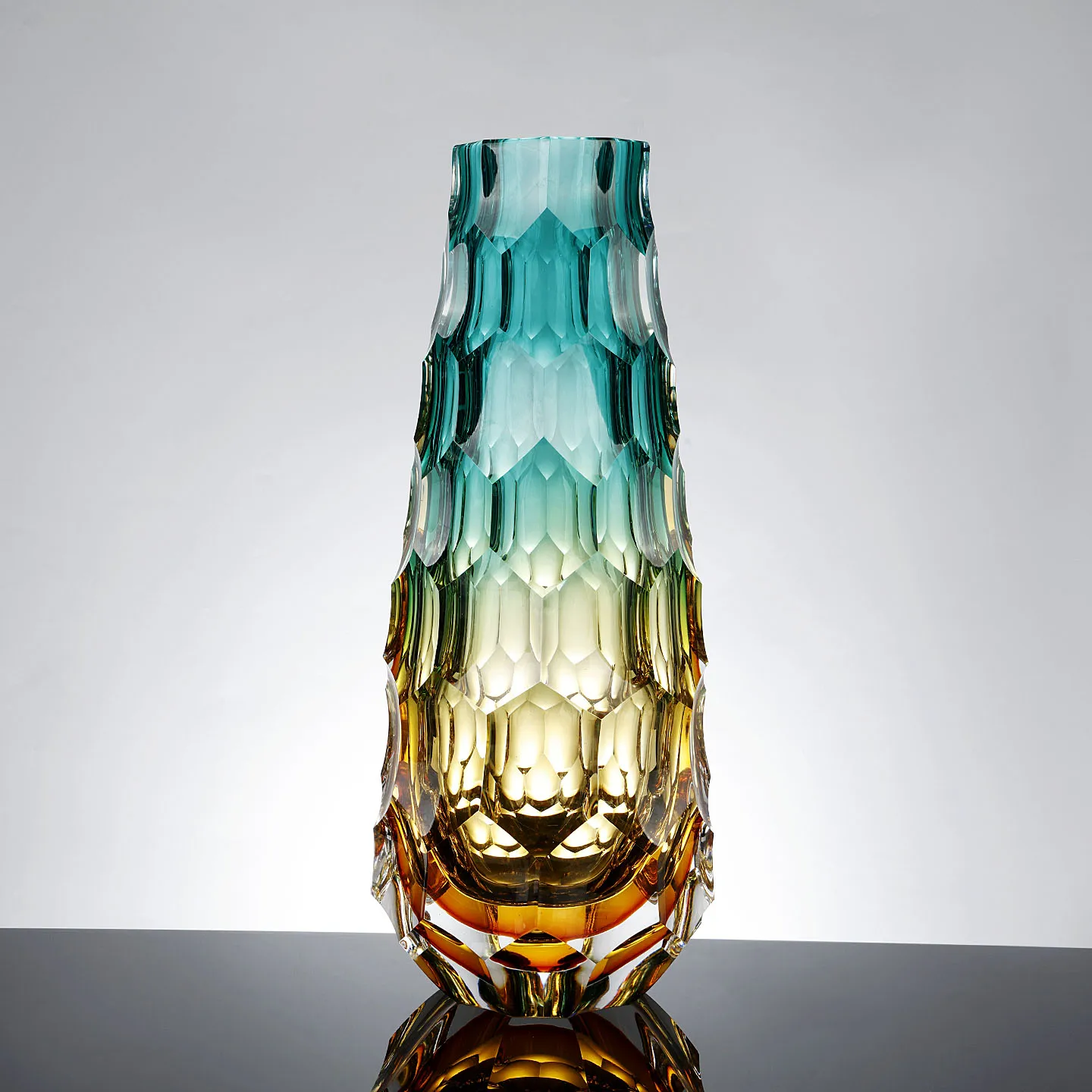 Concave diamond surface gradient thick glass vase large high luxury living room home decoration art flower arrangement ornament