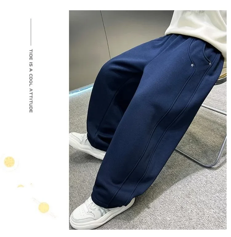ZOETOPKID Herbst Jungen Freizeithosen Kinder Lose Baumwoll-Sporthosen Marineblau Weiche Hosen für Kinder Frühling Kinderkleidung Neu – Detail 11