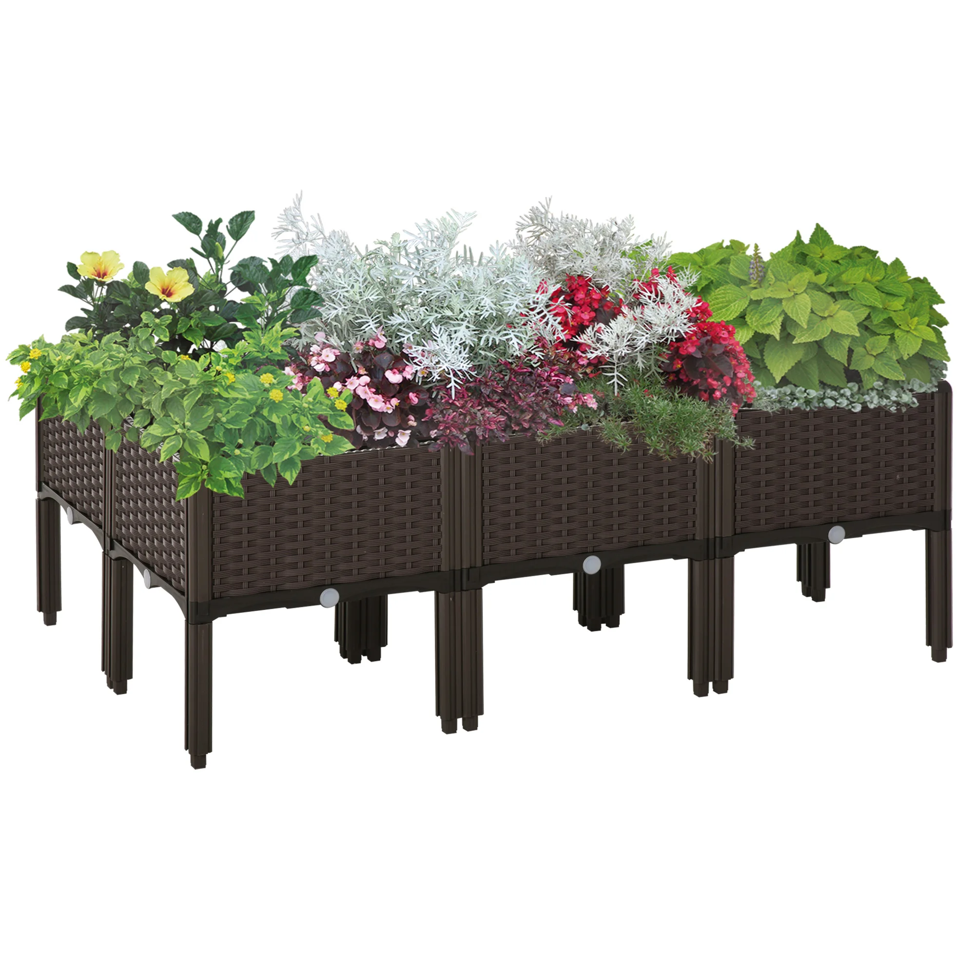 6-Piece Lightweight Raised Flower Bed Lit Free Combination DIY Grow Box