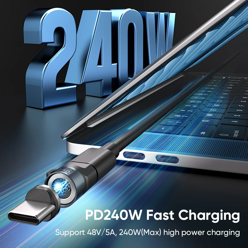 240W Magnetic Type-C to Type-C Adapter PD3.1 Fast Charging for iPhone 16 Samsung USB-C Xiaomi Huawei Magnetic Charging Computers