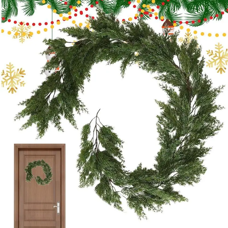 Spruce Garland Evergreen Faux Pine Garland 1.9m/6.23 Ft Evergreen Winter Pine Garland Christmas Greenery Garland For Indoor