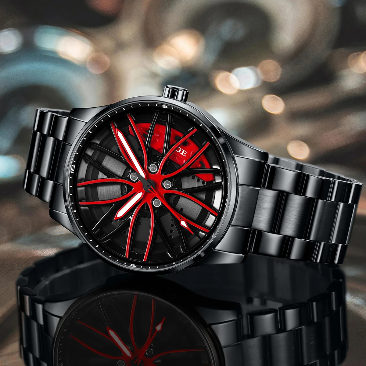 LIGE Fashion Man Watch Rotating Wheel Dial Waterproof Military Quartz Watches Luxury Stainless Steel Luminous Sports Mens Watch