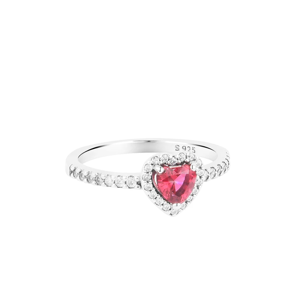 

Elevated Red Heart Ring Engagement Crystals Fashion New In 925 Sterling Silverver Rings Man Ring Hoops Women Jewelry Sets