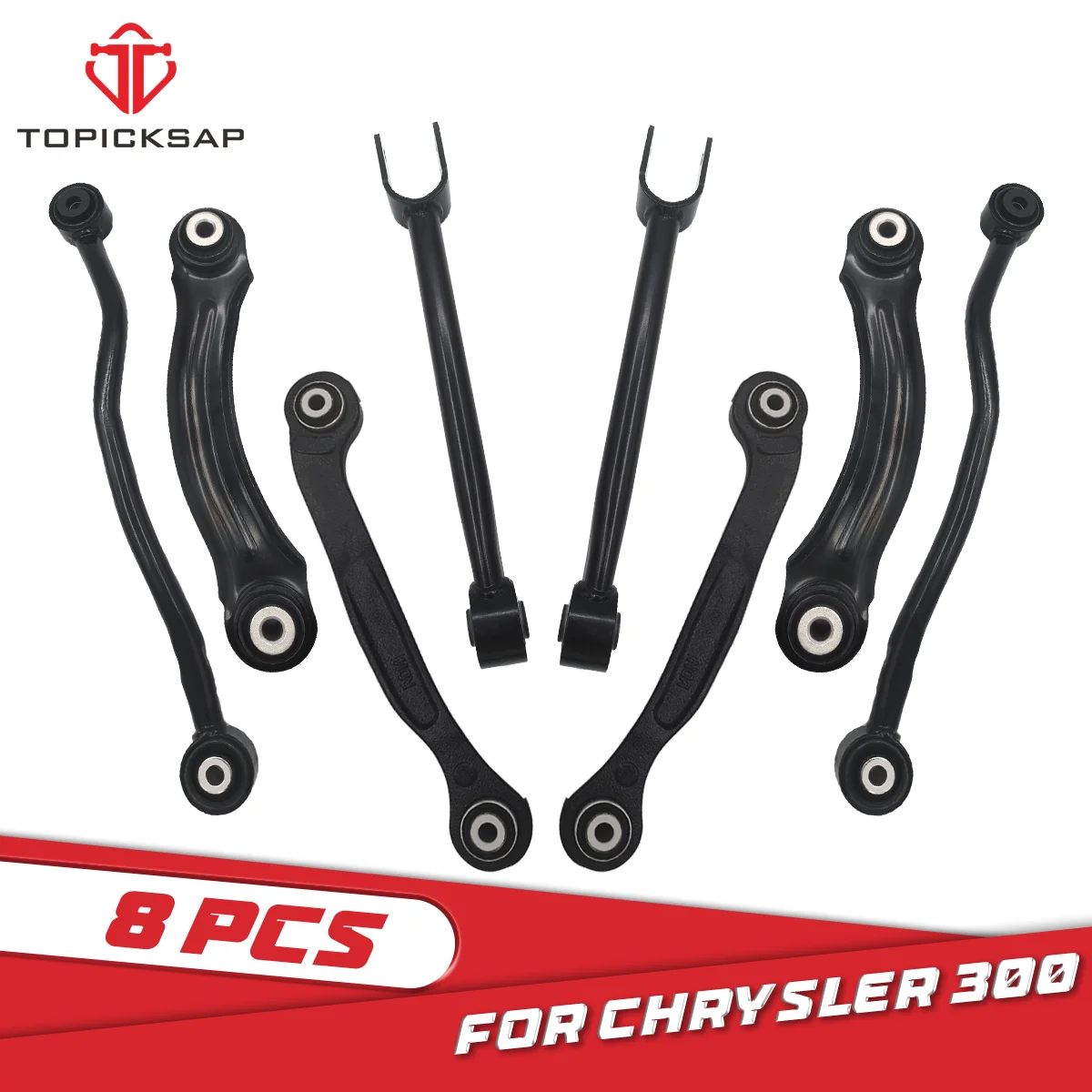 TOPICKSAP 8pcs Rear Upper Lower Rearward Control Arm Kits for Chrysler 300 c Dodge Charger Challenger 2005 - 2013 2014 RWD