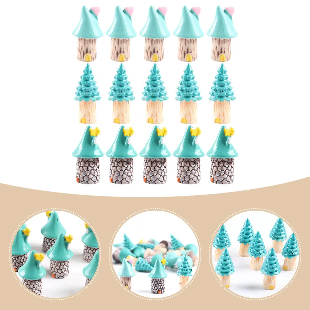 

15 Pcs Miniature House Decoration Little Houses for Dollhouse Succulents Landscape Ornaments Resin Tiny
